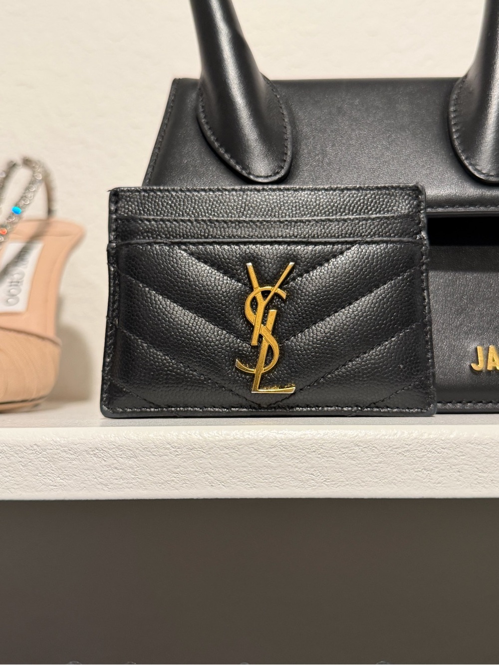 Saint Laurent Black Quilted Leather Card Holder